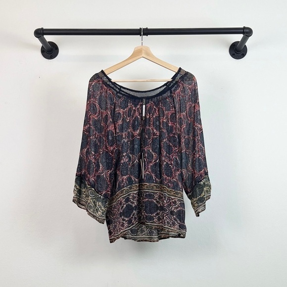 NWT Anthropologie Plenty by Tracy Reese Dahlia 3/4 Sleeve Printed Peasant Blouse - Picture 3 of 6